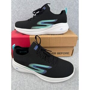 Skechers GO RUN FAST Black Aqua Athletic‎ Running Shoes Women's 6.5